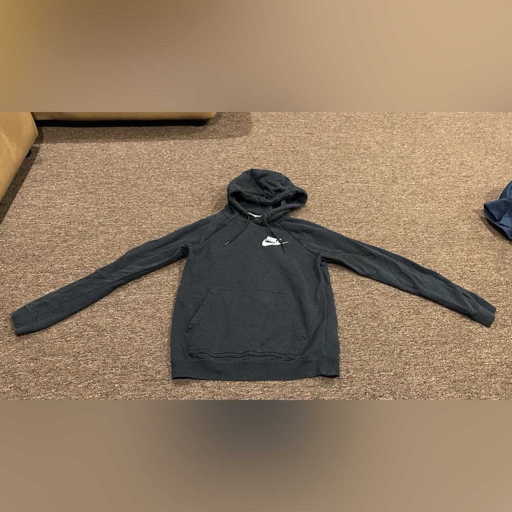 Nike Long Sleeve Black Sweatshirt Soft Hood Pullover Hoodie Size XS Extra Small